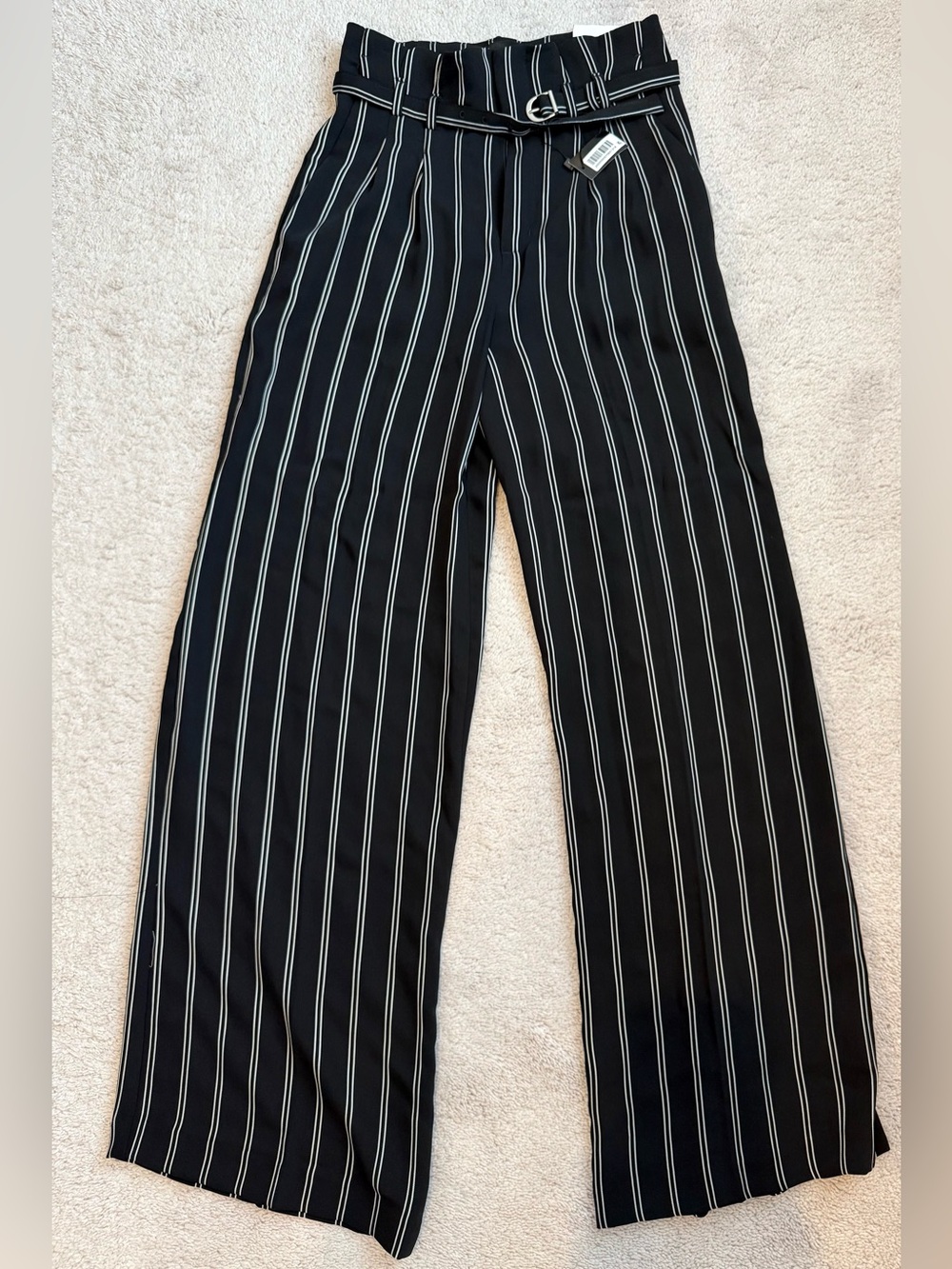 NWT Women’s Black and White Striped Wide-Leg Pants (High Rise)